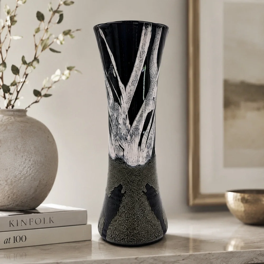 Signed Art Pottery Vase Wolf Silhouette 11
